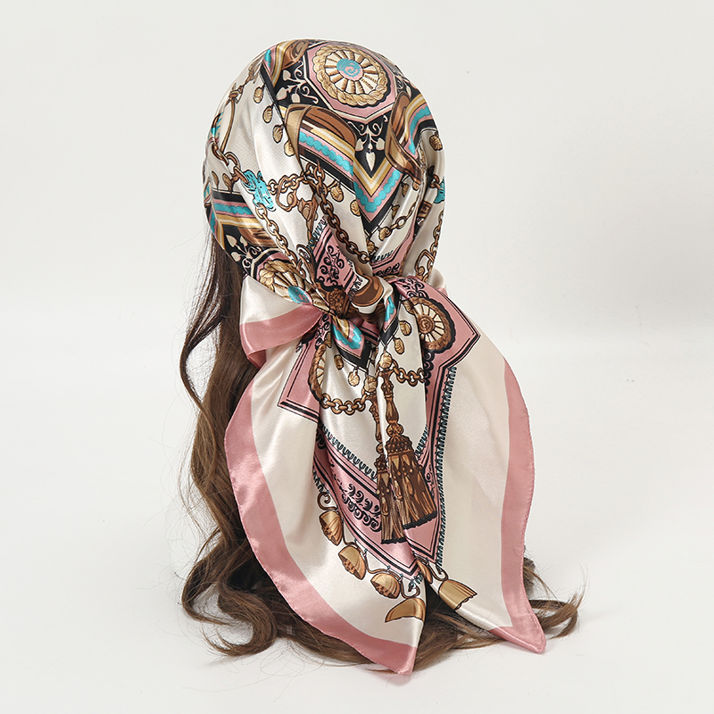Women Accessories Chain - Saten Kare Eşarp Kadın Müslüman Başörtüsü