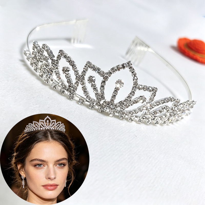 Women'S Wedding Accessories - Gümüş Renkli Işıltılı Yapay Elmas Taç