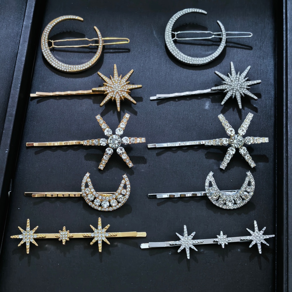 Women Accessories On Sale - 3/4 adet set kristal yıldız tokalar