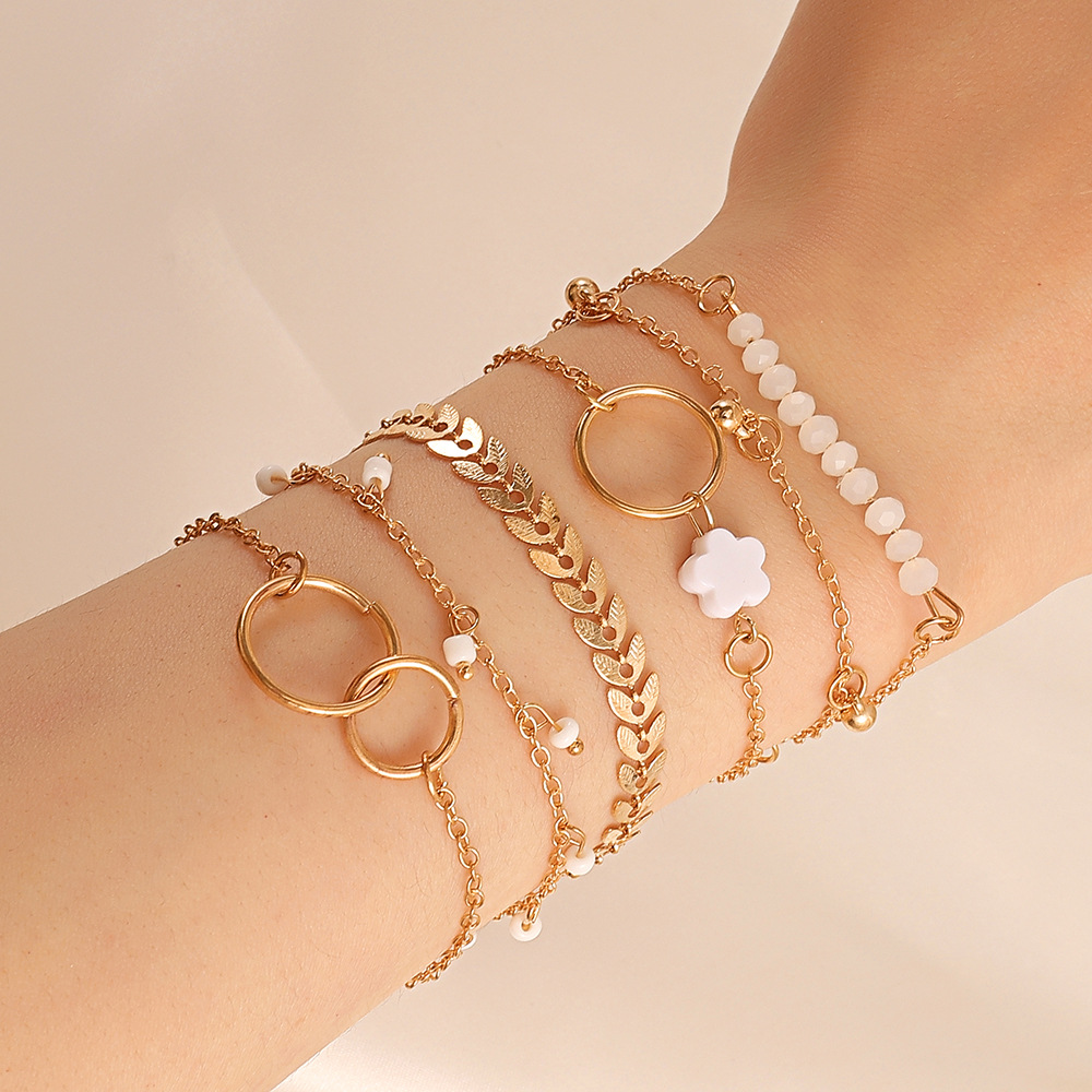 Resin Bangle Bracelet - 6 parça Set altın renk kadınlar
