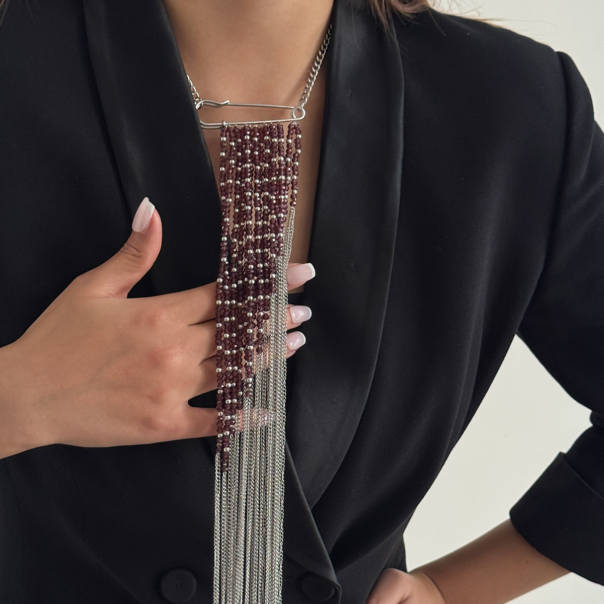 Gümüş Renk Püskül Zincir Broş  - Women Accessories Chain incelemesi ve fiyatı