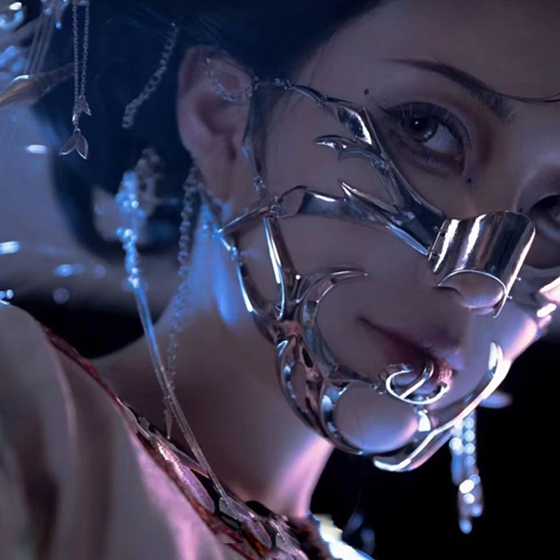 2025 Cyberpunk Vizör Çene Meta - Women Accessories Chain incelemesi ve fiyatı